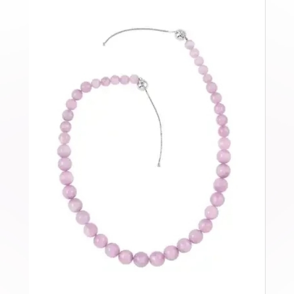 Kunzite Beaded Necklace in Sterling Silver with Magnetic Clasp